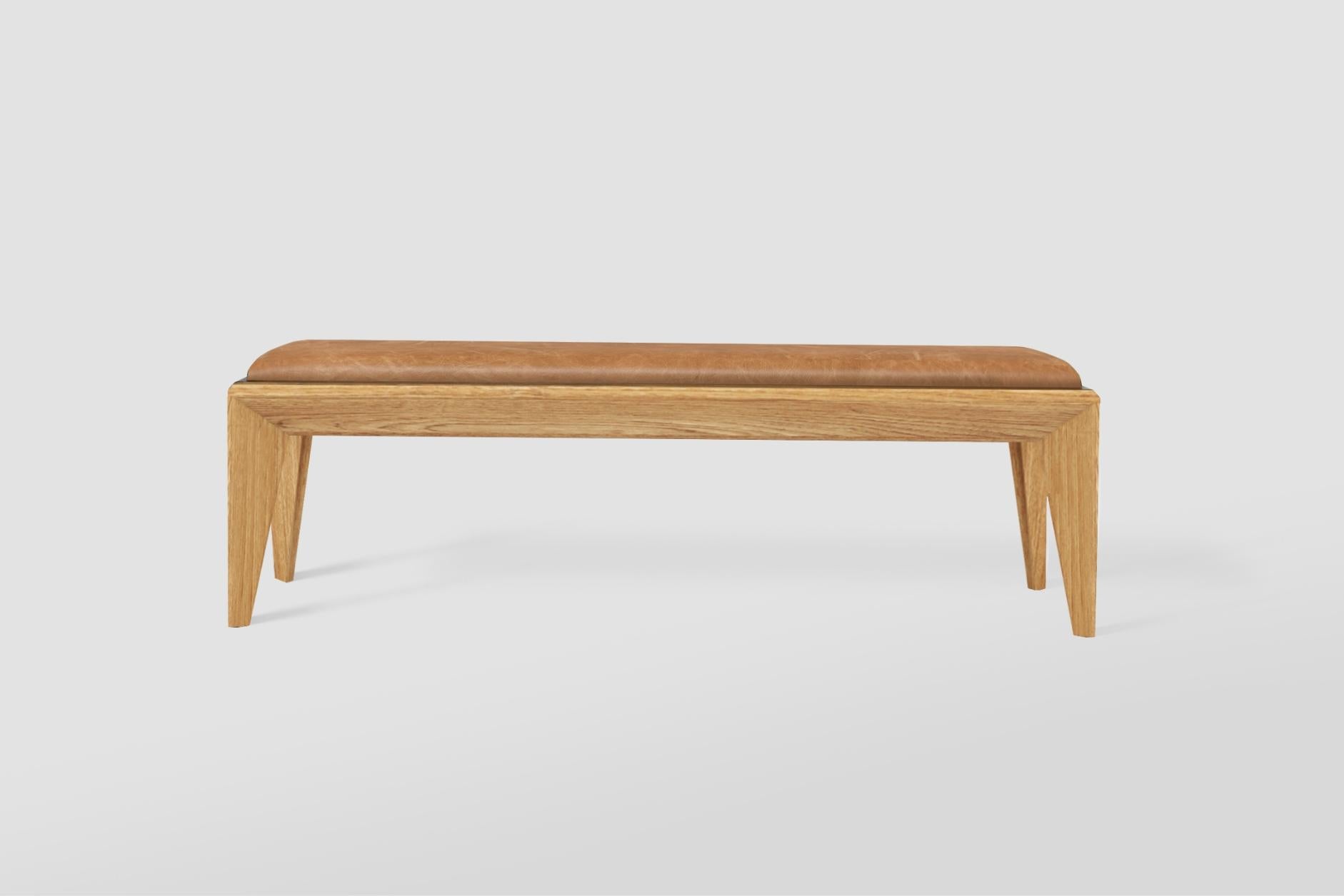 Woodwork Volpi bench in natural wood and fabric seat For Sale