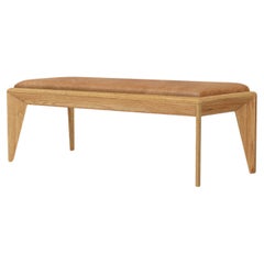 Volpi bench in natural wood and fabric seat