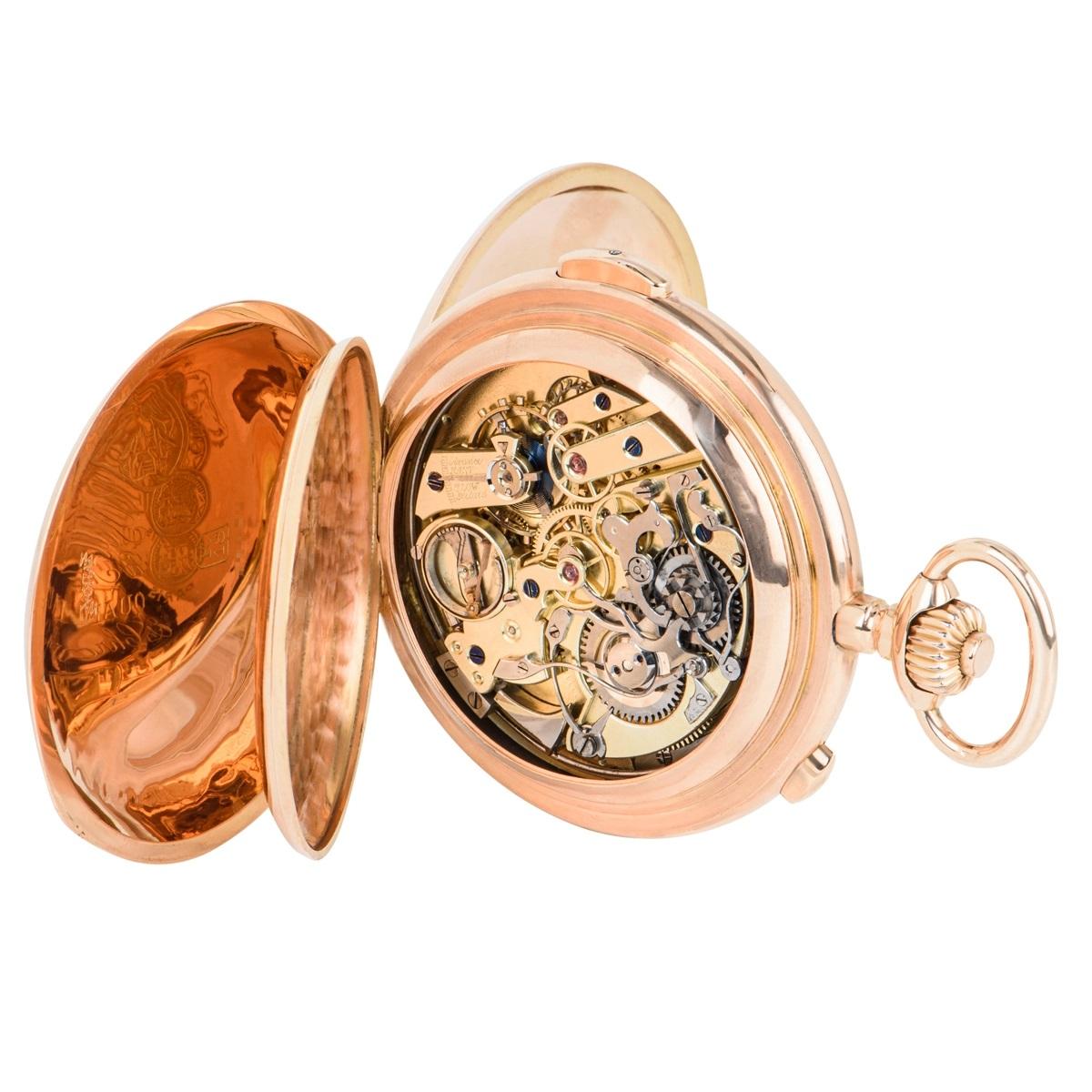 Volta Taschenuhr, 18 Karat Roségold Voll-Jäger Kalender Minuten Chronograph Herren