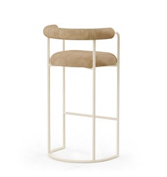 Volta Bar Chair in Orion Sand fabric and Ivory Lacquered Metal
