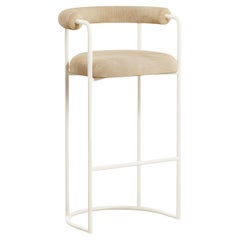 Volta Bar Chair in Orion Sand fabric and Ivory Lacquered Metal