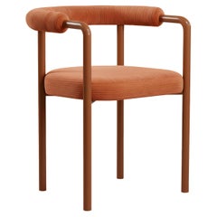 Volta chair in orion cinamon fabric and copper color lacquered metal