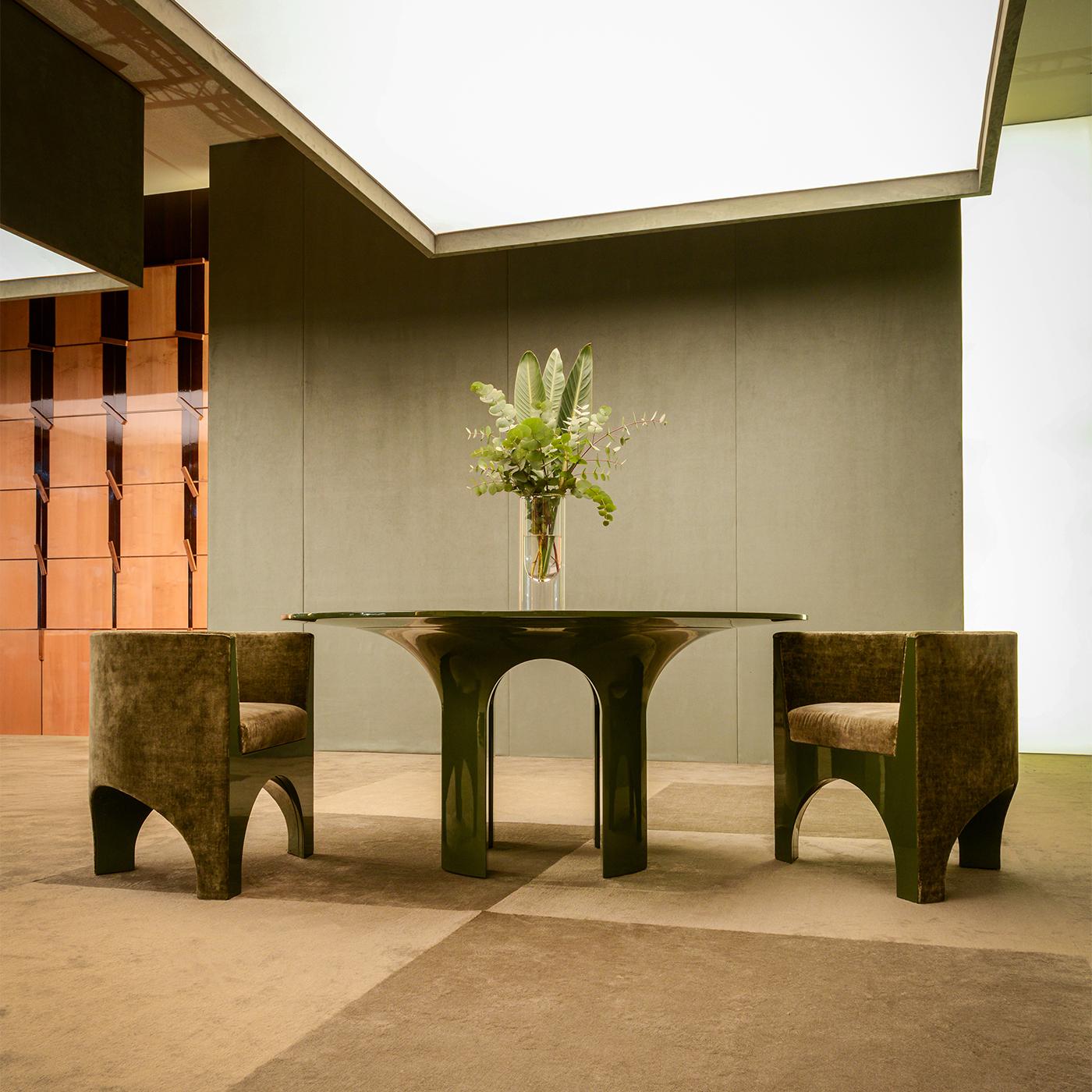 italien Volta Curve Green Velvet Chair by Storagemilano en vente
