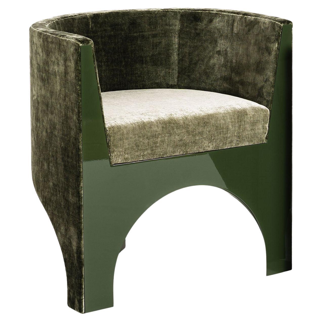 Volta Curve Green Velvet Chair by Storagemilano en vente