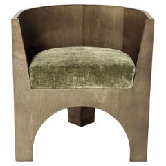 Volta Wood and Green Velvet Cushion Chair by Storagemilano
