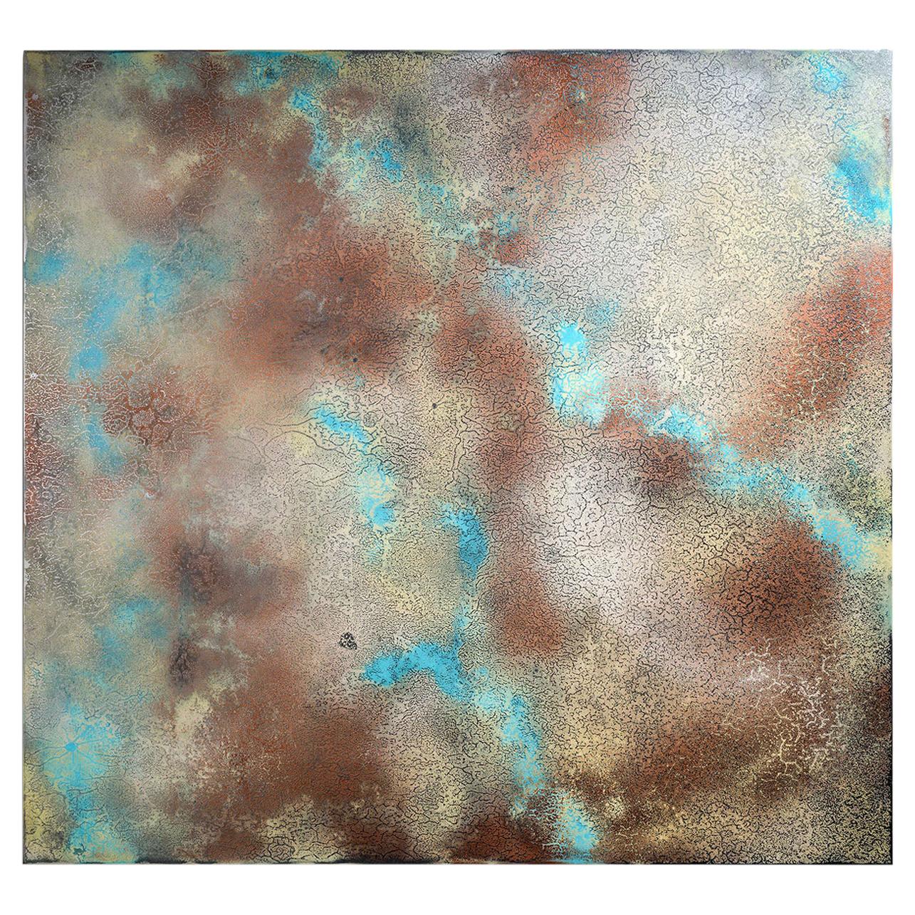 Voltage by Jessica Mayer Fine Art Textured Metal Canvas Cerused with Metal Waxes For Sale