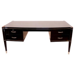 Voltaire by De Coene Frères Black Lacquer Art Deco Desk, Belgium, 1940s