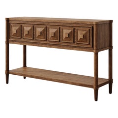 "Voltaire" Figured Oak Console / Entry Table by Christiane Lemieux