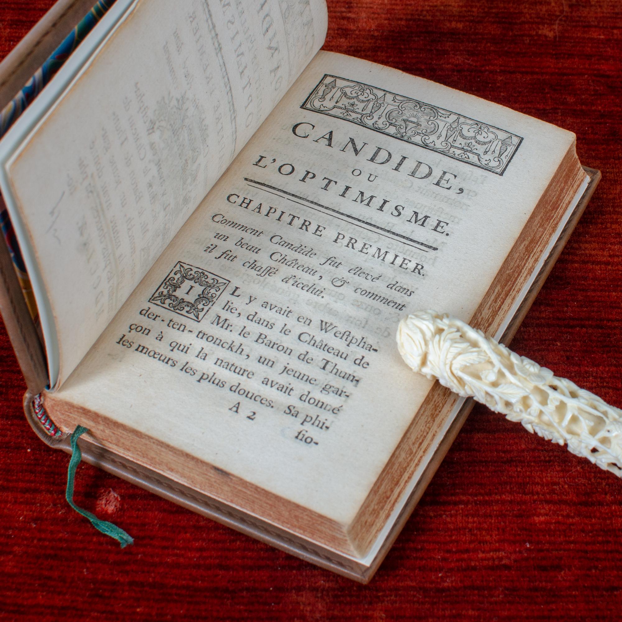 Leather Voltaire's Candide True First Edition & First London Edition For Sale