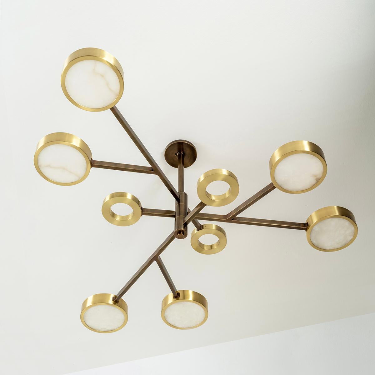 Modern Volterra Ceiling Light by Gaspare Asaro-Bronze and Satin Brass Finish For Sale
