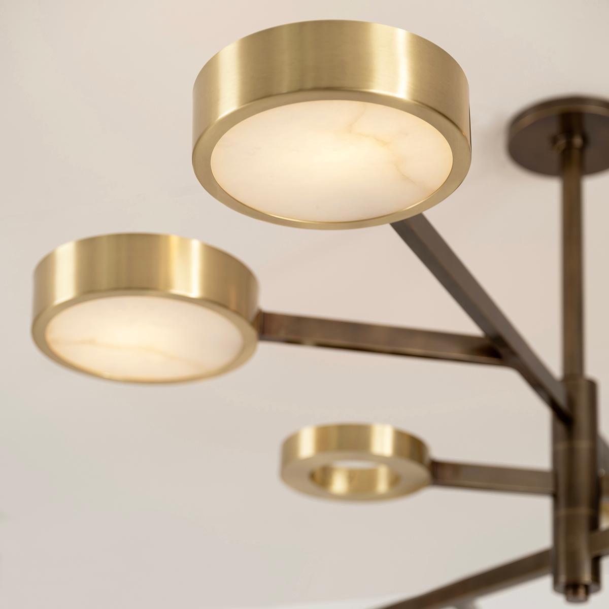 Italian Volterra Ceiling Light by Gaspare Asaro-Bronze and Satin Brass Finish For Sale