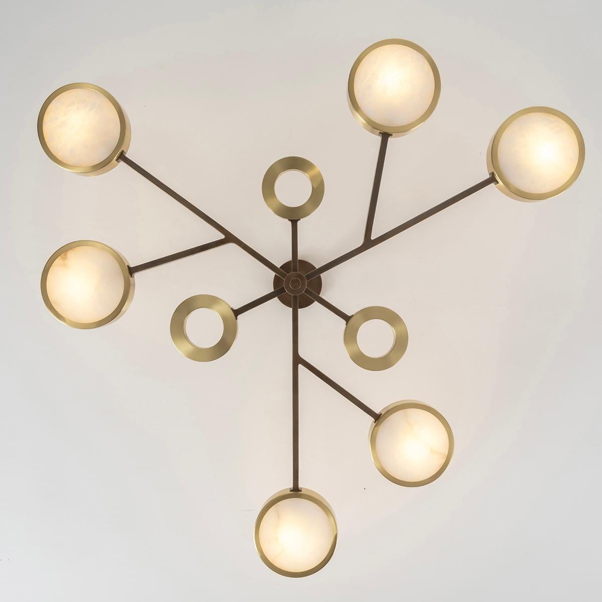 Volterra Ceiling Light by Gaspare Asaro-Bronze and Satin Brass Finish In New Condition For Sale In New York, NY