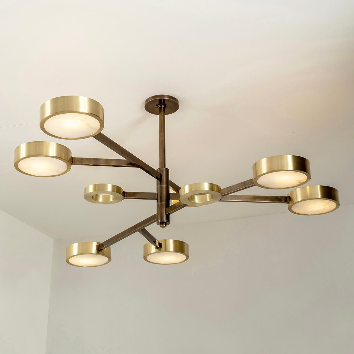 Contemporary Volterra Ceiling Light by Gaspare Asaro-Satin Nickel and Satin Brass Finish For Sale
