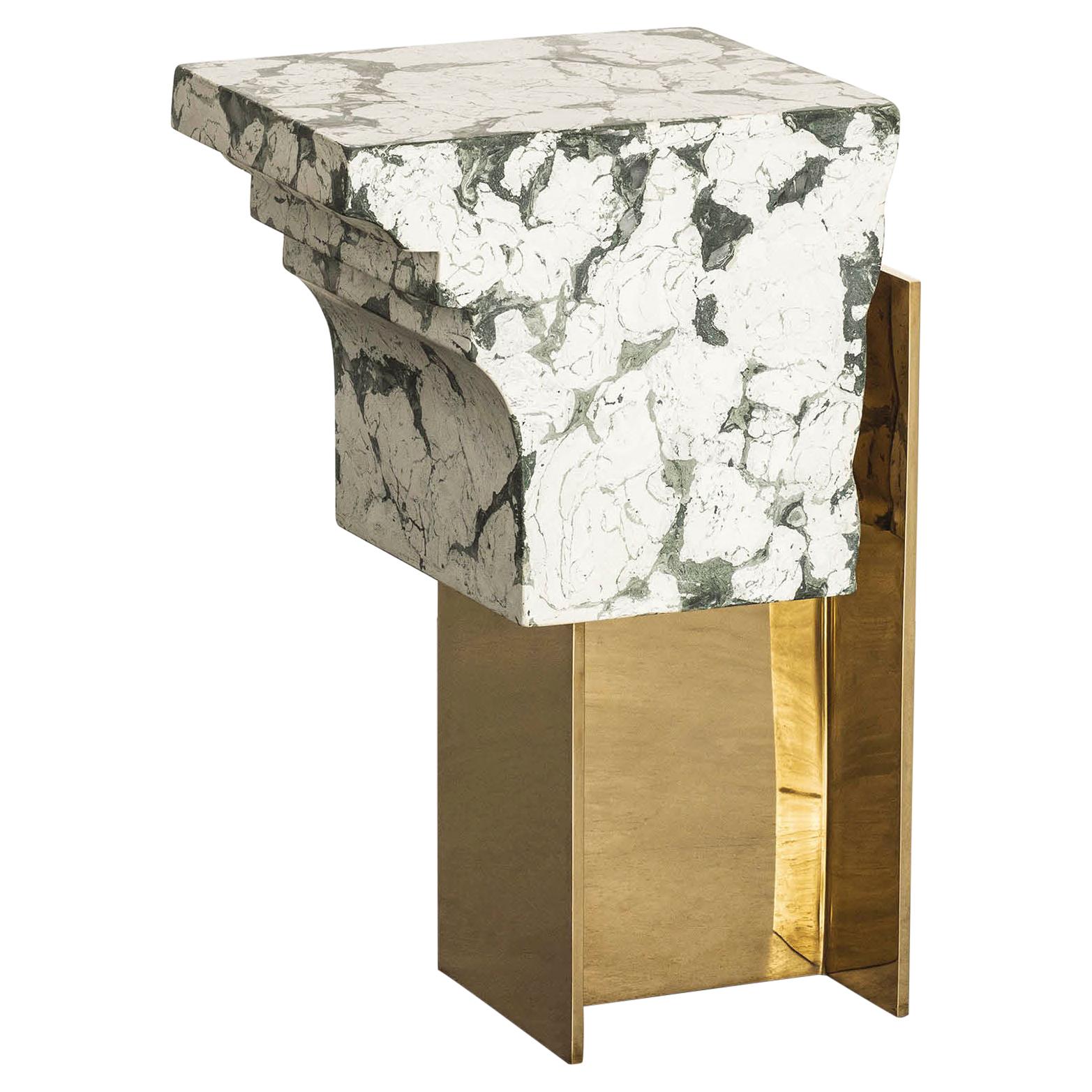Volubilis Side Table in Casted Bronze and Marmo Artificiale di Rima