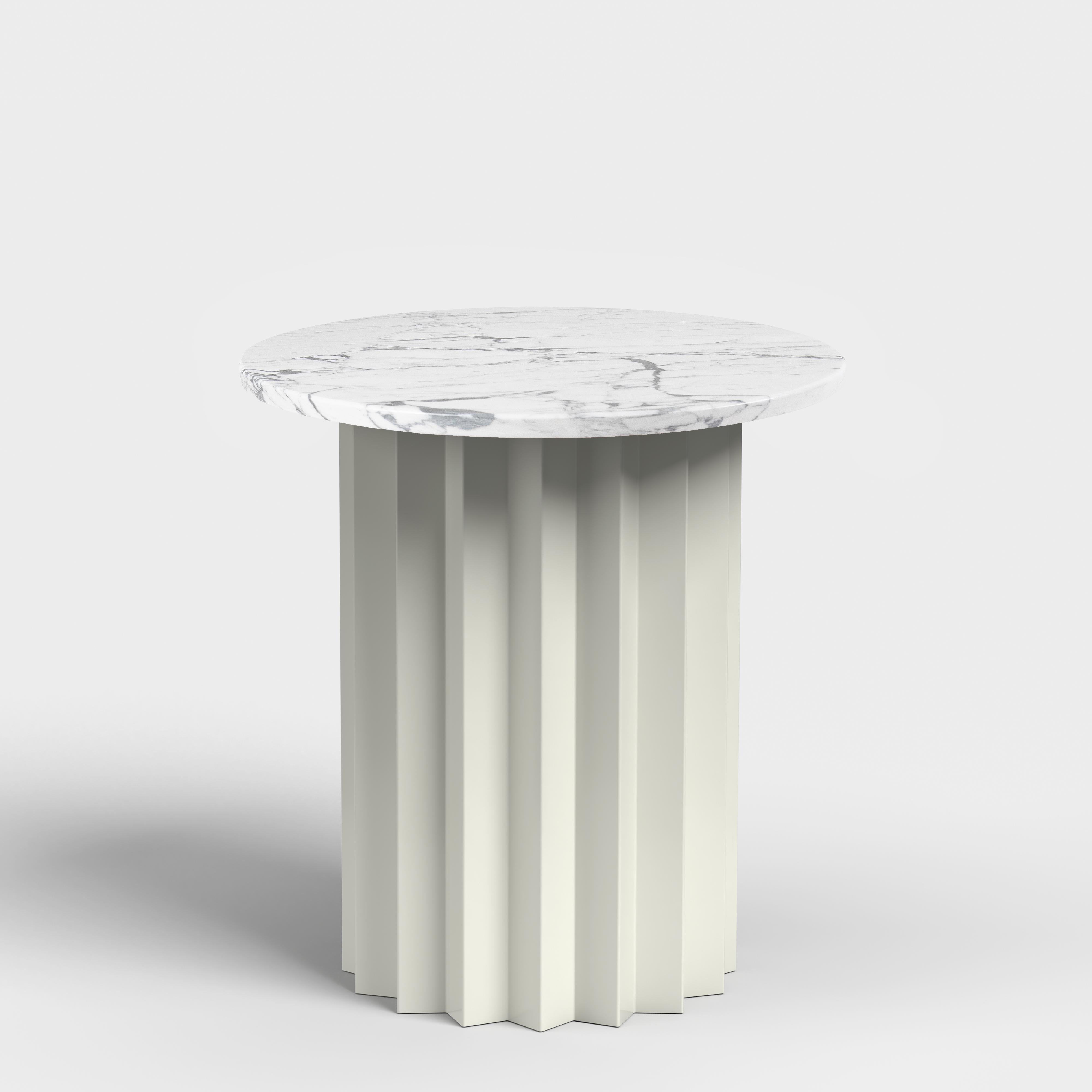 Volume High Side Table, Galvanized Metal Base with Black Stained Oak by AVLU In New Condition For Sale In Geneve, CH