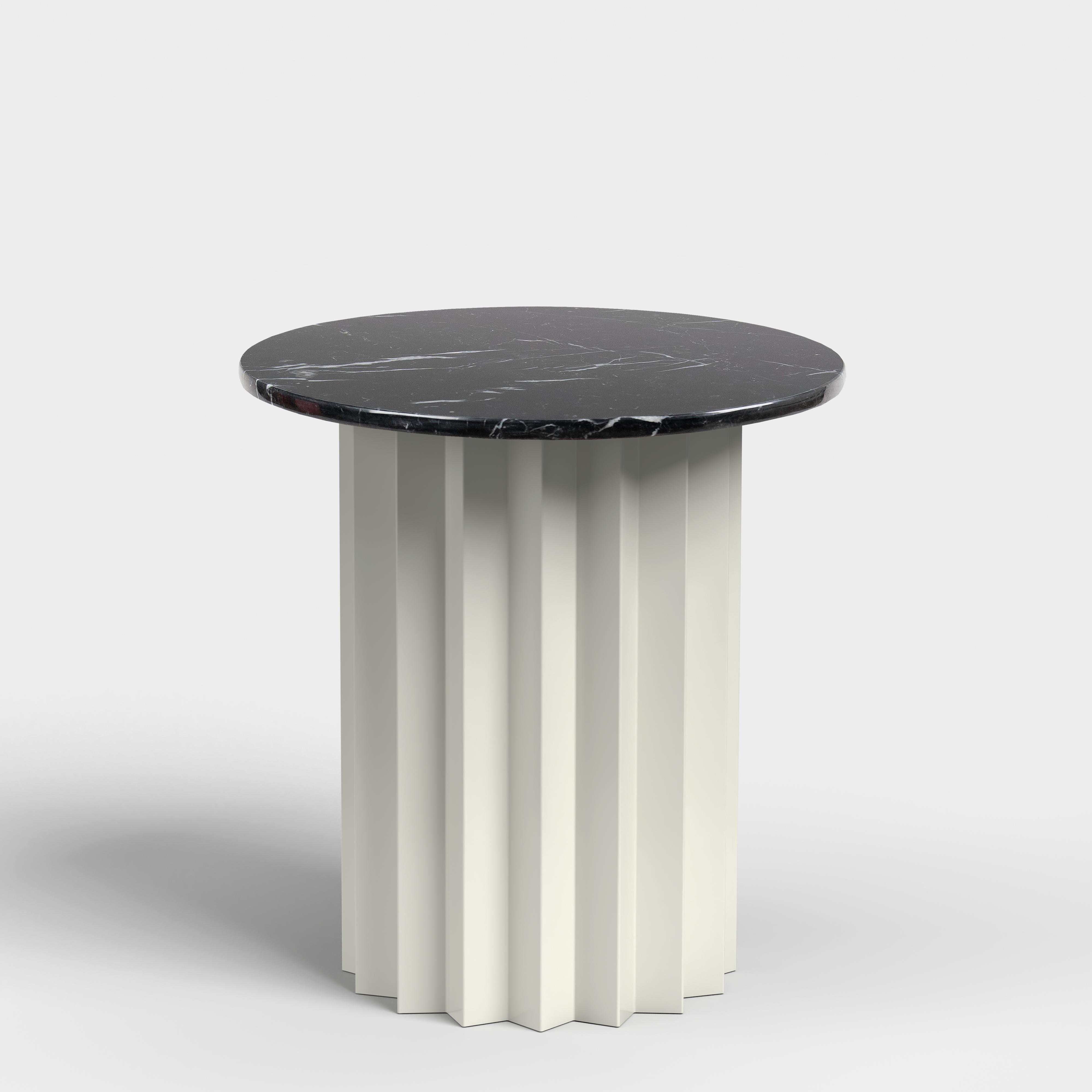 Volume High Side Table, Galvanized Metal Base with Black Stained Oak by AVLU For Sale 1