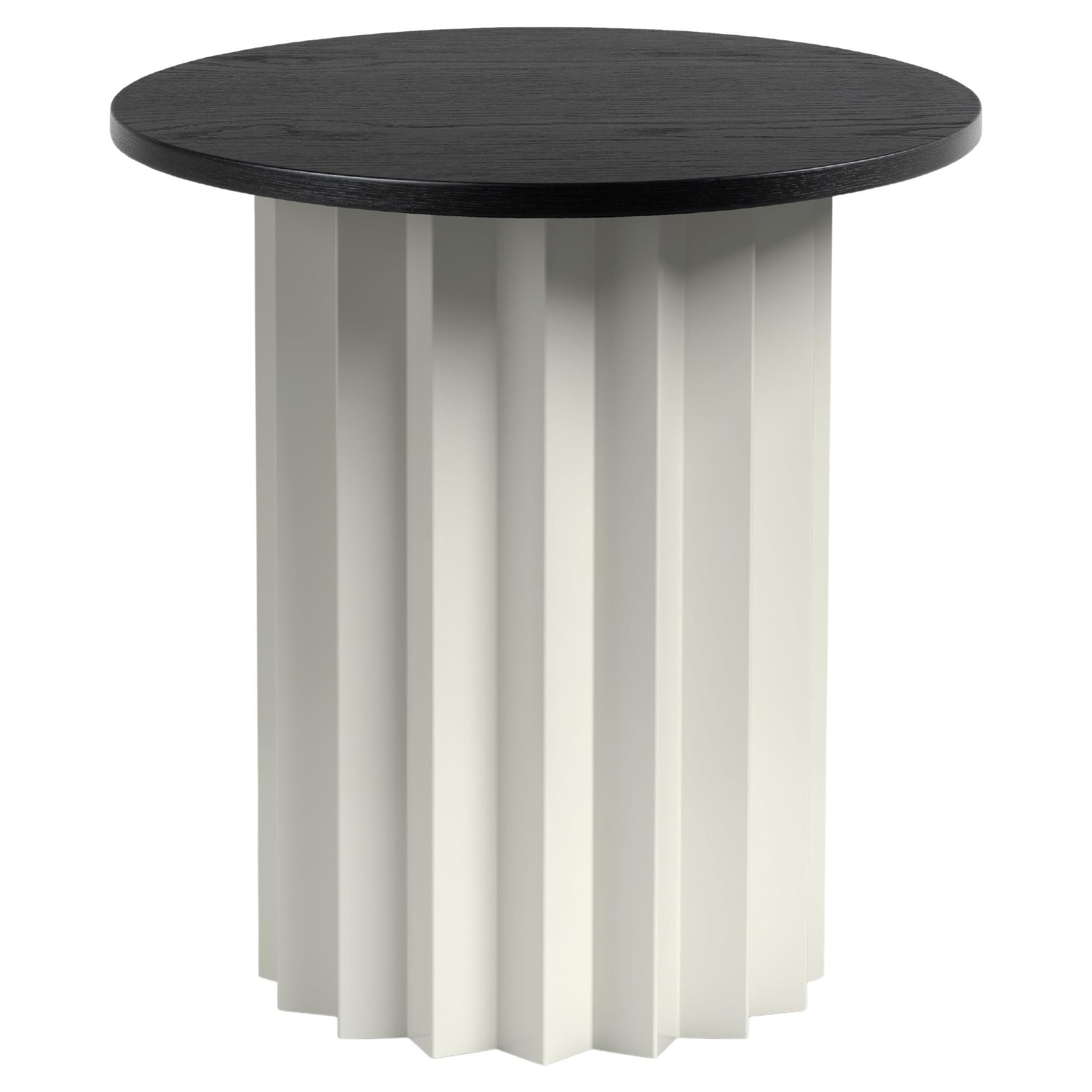 Volume High Side Table, Galvanized Metal Base with Black Stained Oak by AVLU For Sale