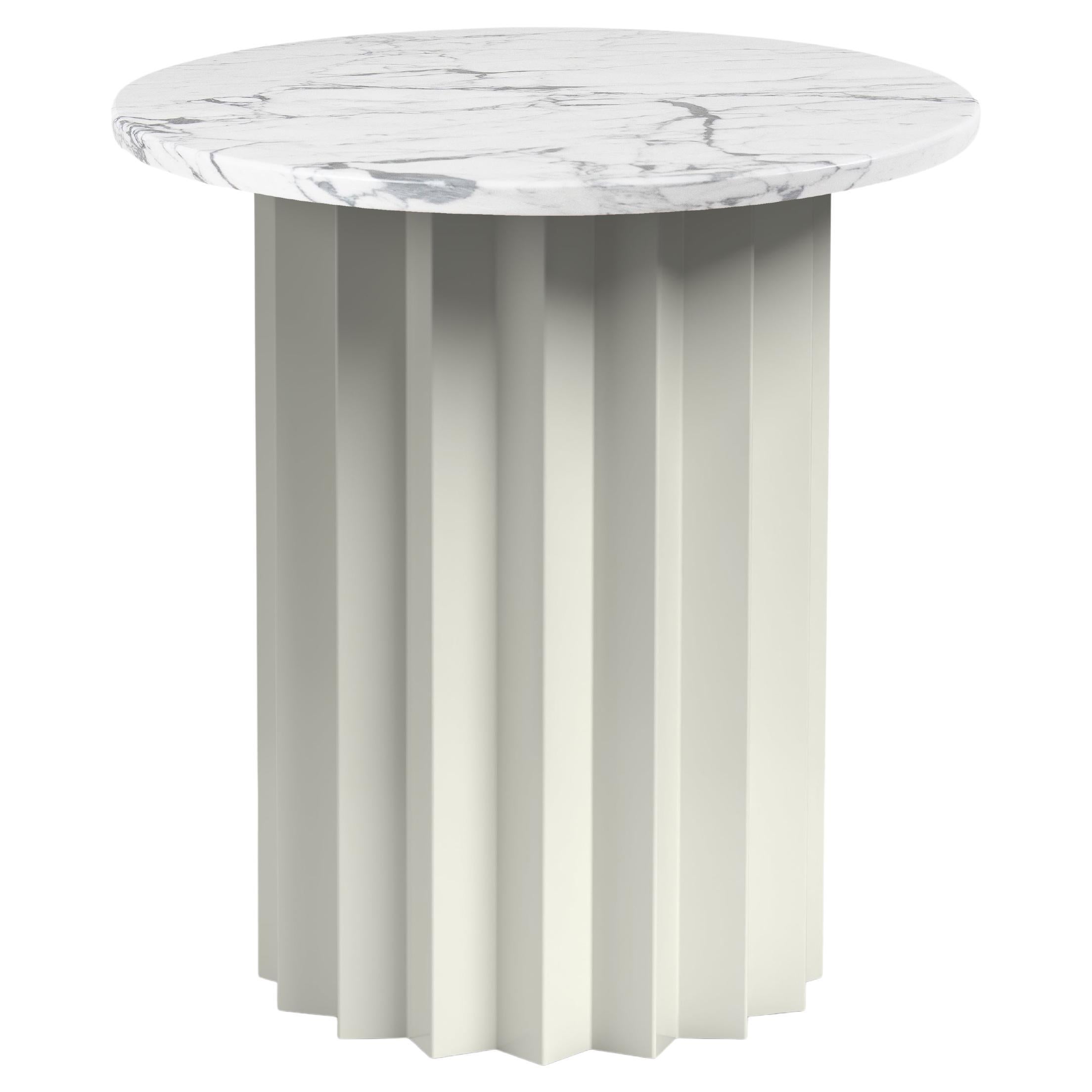 Volume High Side Table, Galvanized Metal Base with Marble Top by AVLU