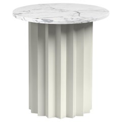 Volume High Side Table, Galvanized Metal Base with Marble Top by AVLU