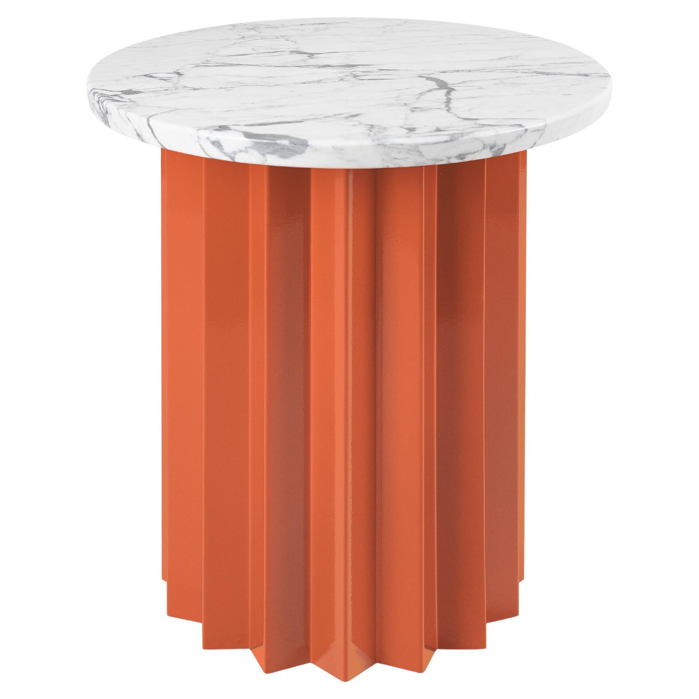 Volume High Beistelltisch, Gestell aus pulverbeschichtetem Metall mit Marmorplatte von AVLU