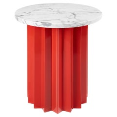 Tavolino alto Volume, base in metallo verniciato a polvere e piano in marmo di AVLU