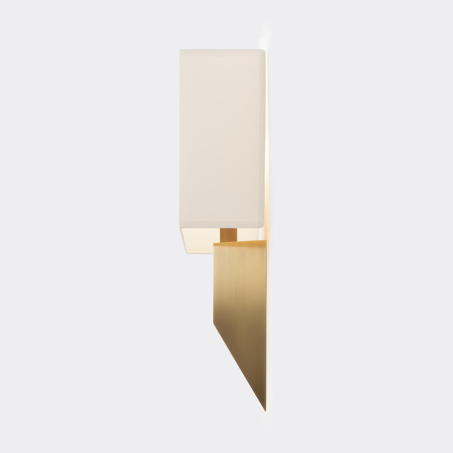 Contemporary Volume Sconce, Golden Bronze Patina with Aquarelle Shade For Sale