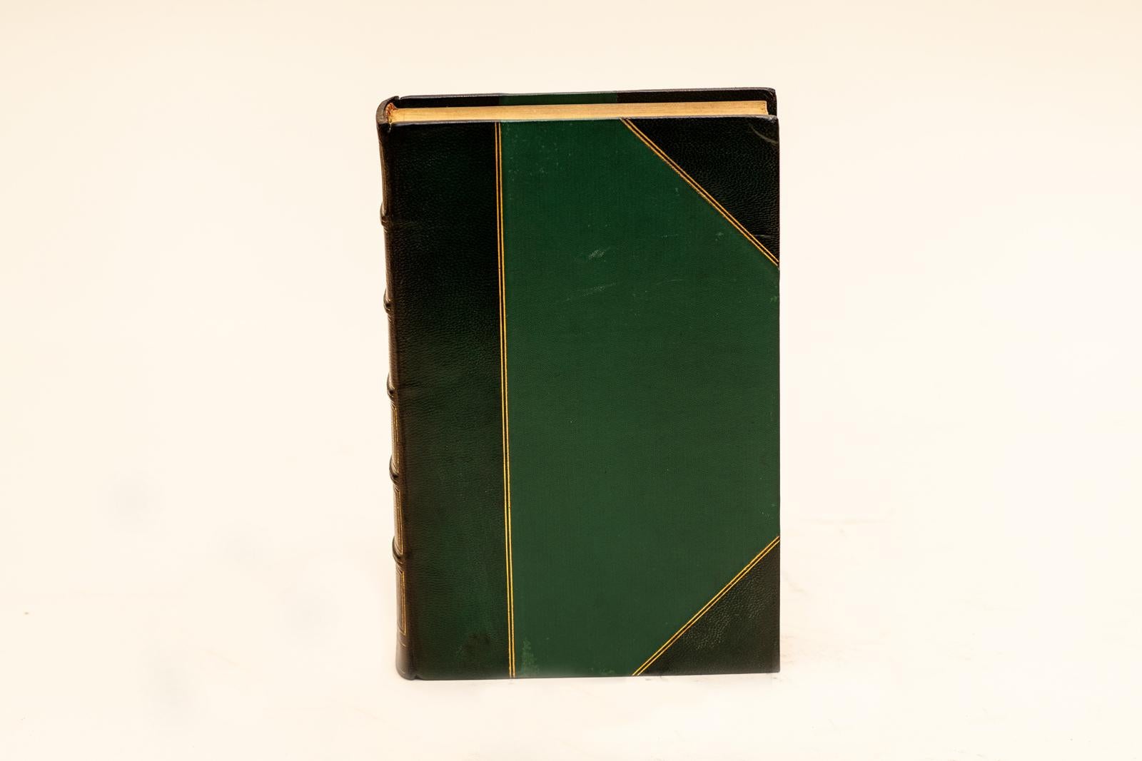 4 Volumes. Blanchard Jerrold, The Life of Napoleon 111. Bound in 3/4 green morocco, linen boards, marbled endpapers, top edges gilt, raised bands, gilt panels, illustrated with frontispieces. London: Longmans, Green & Co.
1874. First edition.