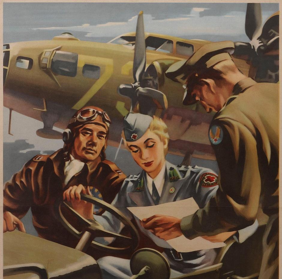 „Volunteer for the Red Cross Motor Corps“ Vintage-Rekrutierungsplakat aus dem Zweiten Weltkrieg (amerikanisch) im Angebot