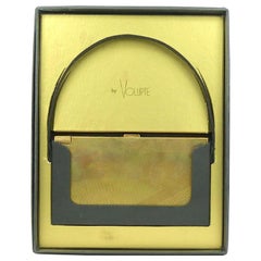 Vintage Volupte Gold Complete Compact Music Box in Original Box and Carrier-c. 1940