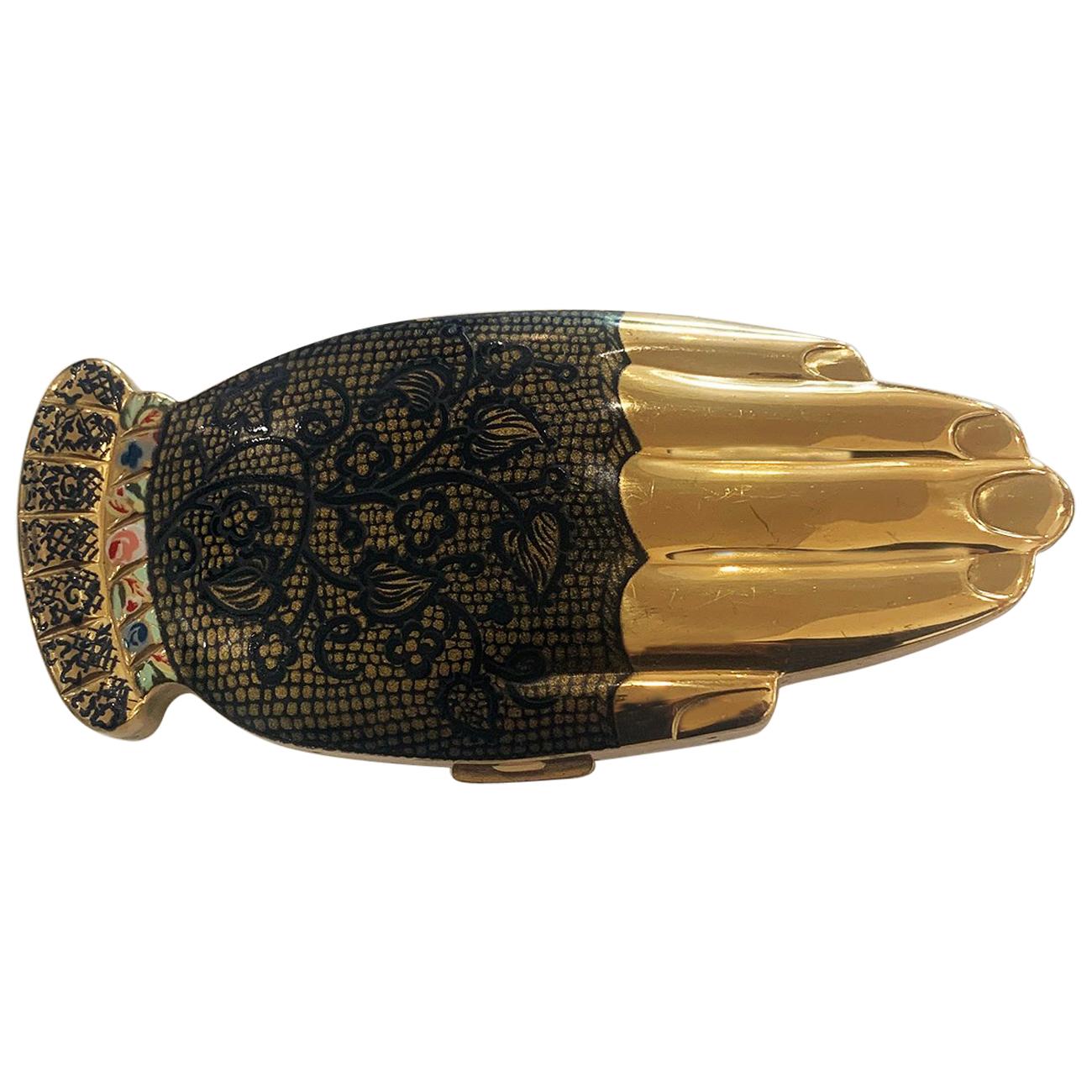 Volupte Golden Gesture Hand Compact  Gay Nineties black lace mitt