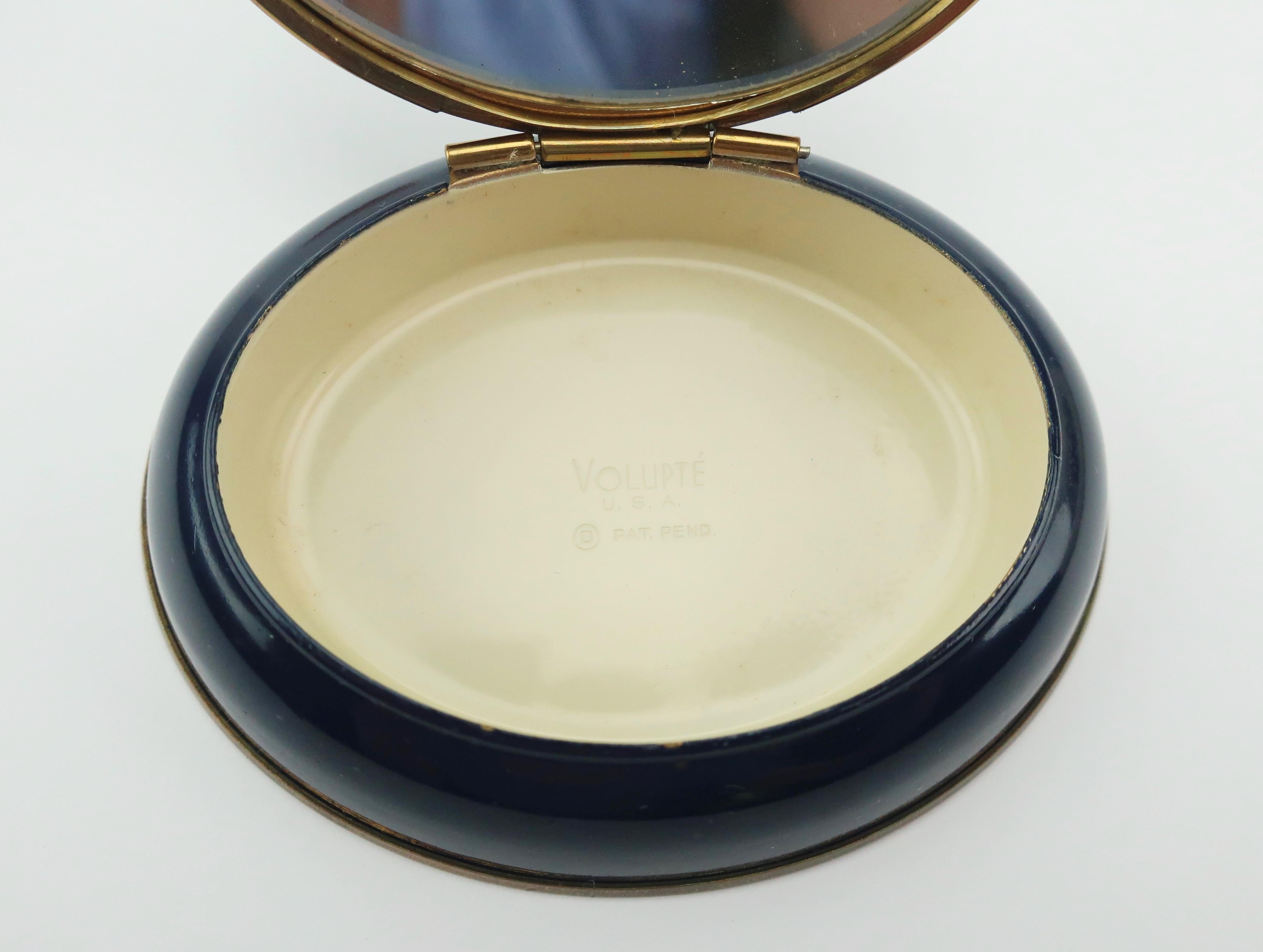 Volupte Mirrored Midnight Blue Compact, 1940's 5