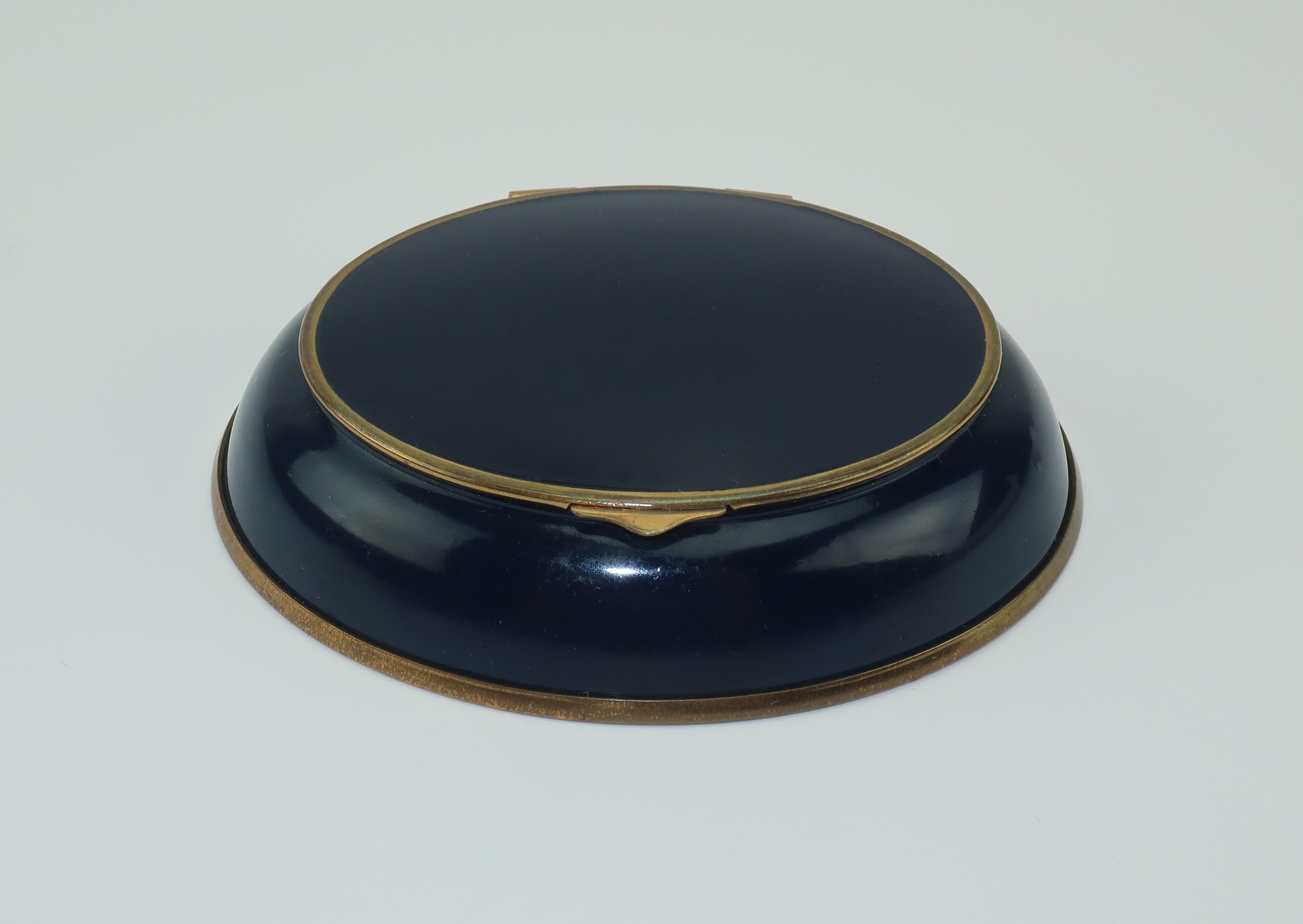 Volupte Mirrored Midnight Blue Compact, 1940's 1