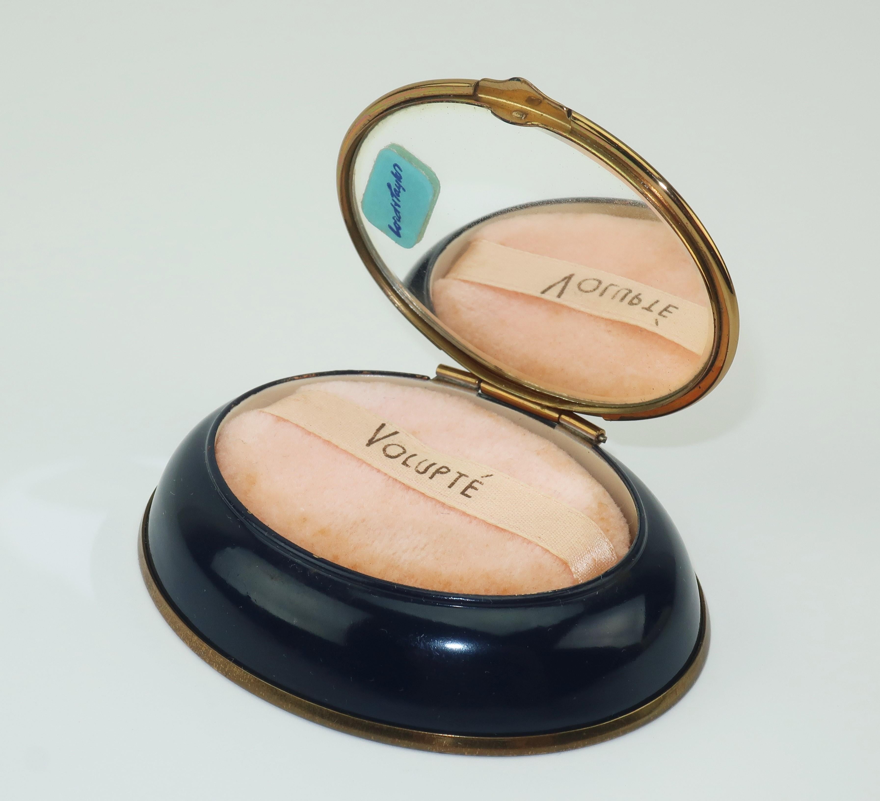Volupte Mirrored Midnight Blue Compact, 1940's 2