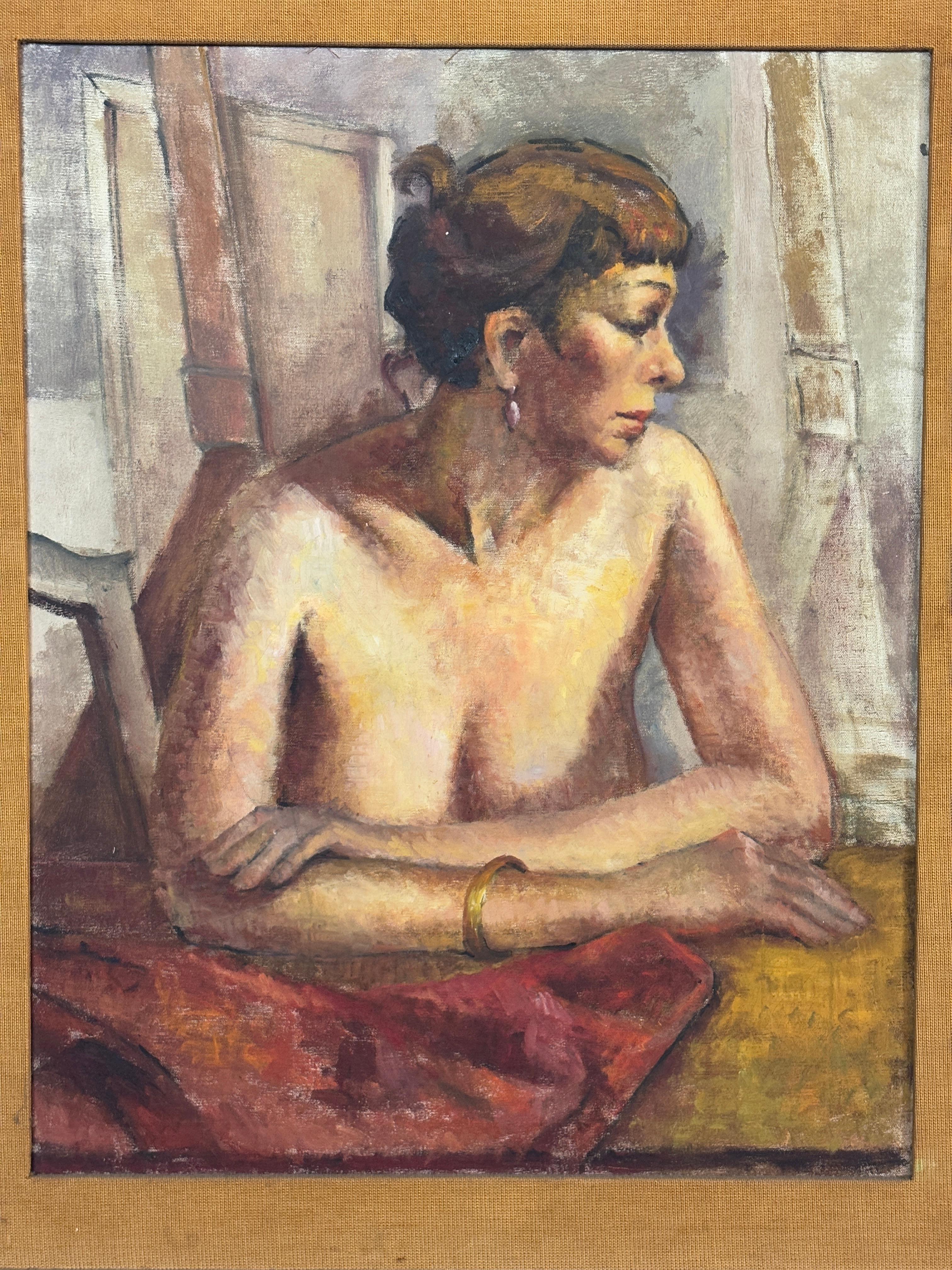 Retrato femenino voluptuoso sobre lienzo Pintado a mano en venta