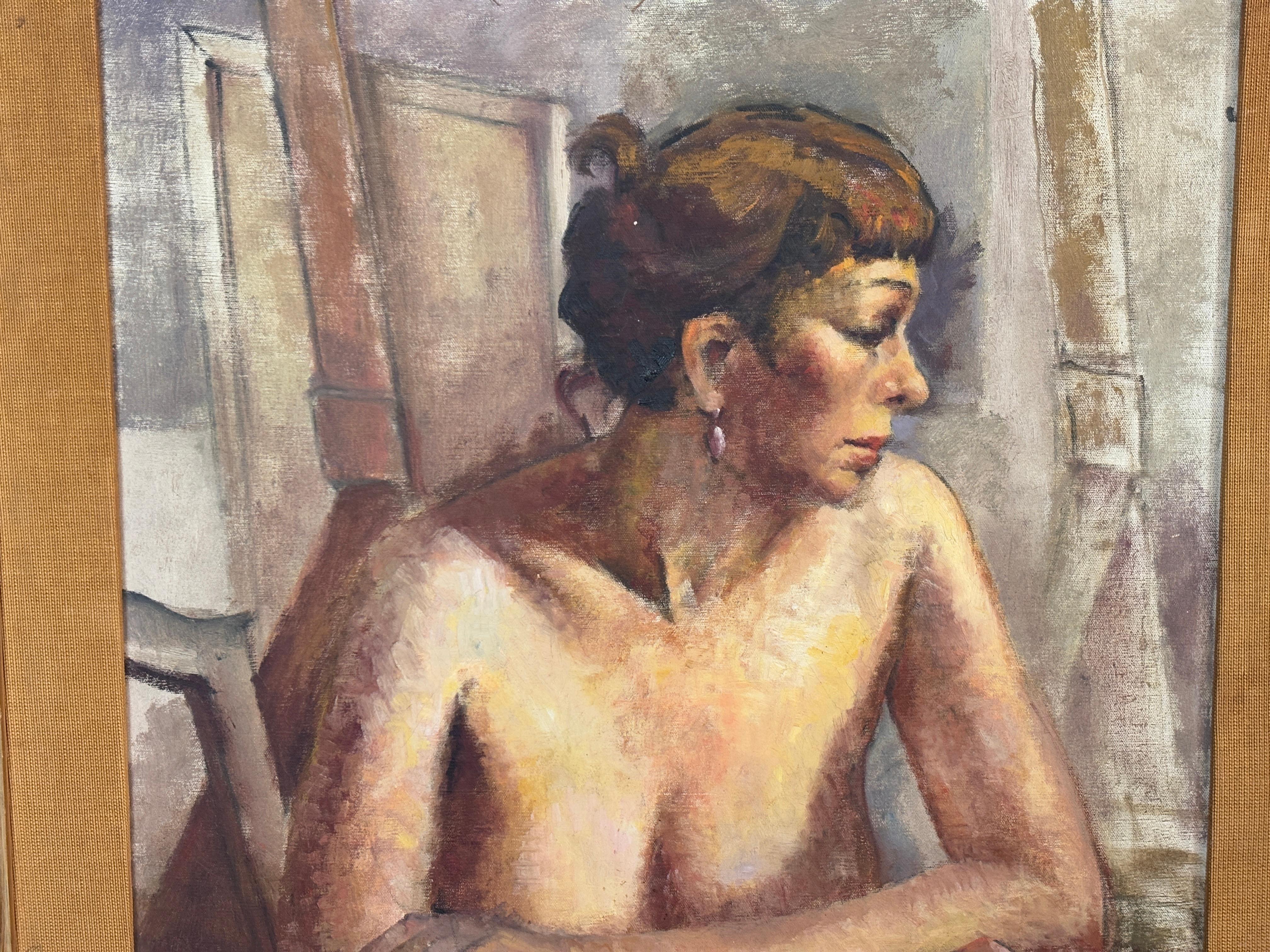 Retrato femenino voluptuoso sobre lienzo siglo XX en venta