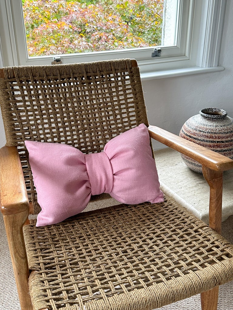 Voluptuous Pink Bow Pillow Vintage Irish Linen Limited Edition For