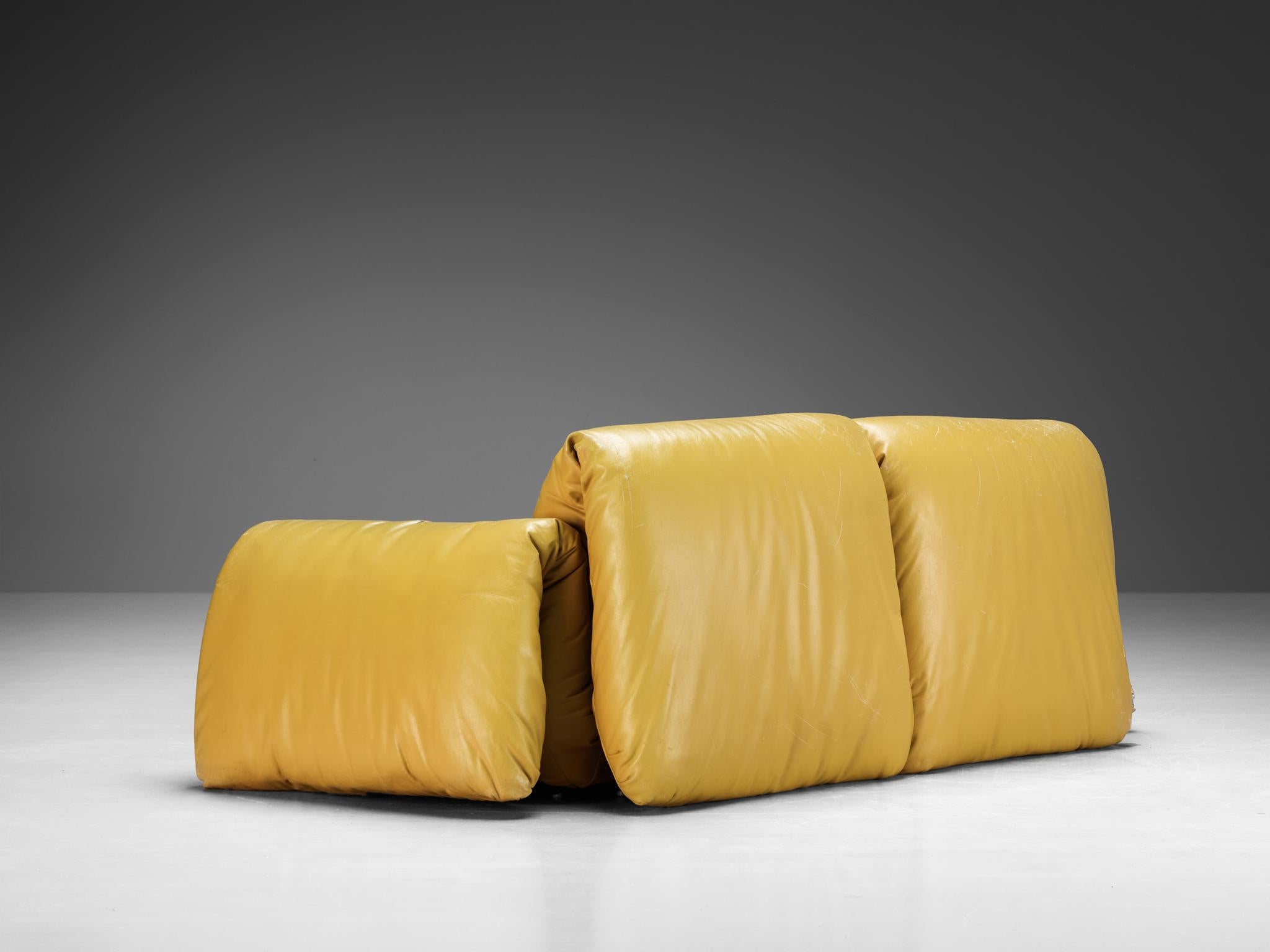 Voluptuous Sofa in Yellow Leather  For Sale 1