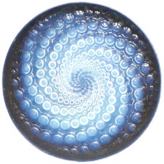 'Volutes' an Art Deco Blue Opalescent Glass Plate by René Lalique