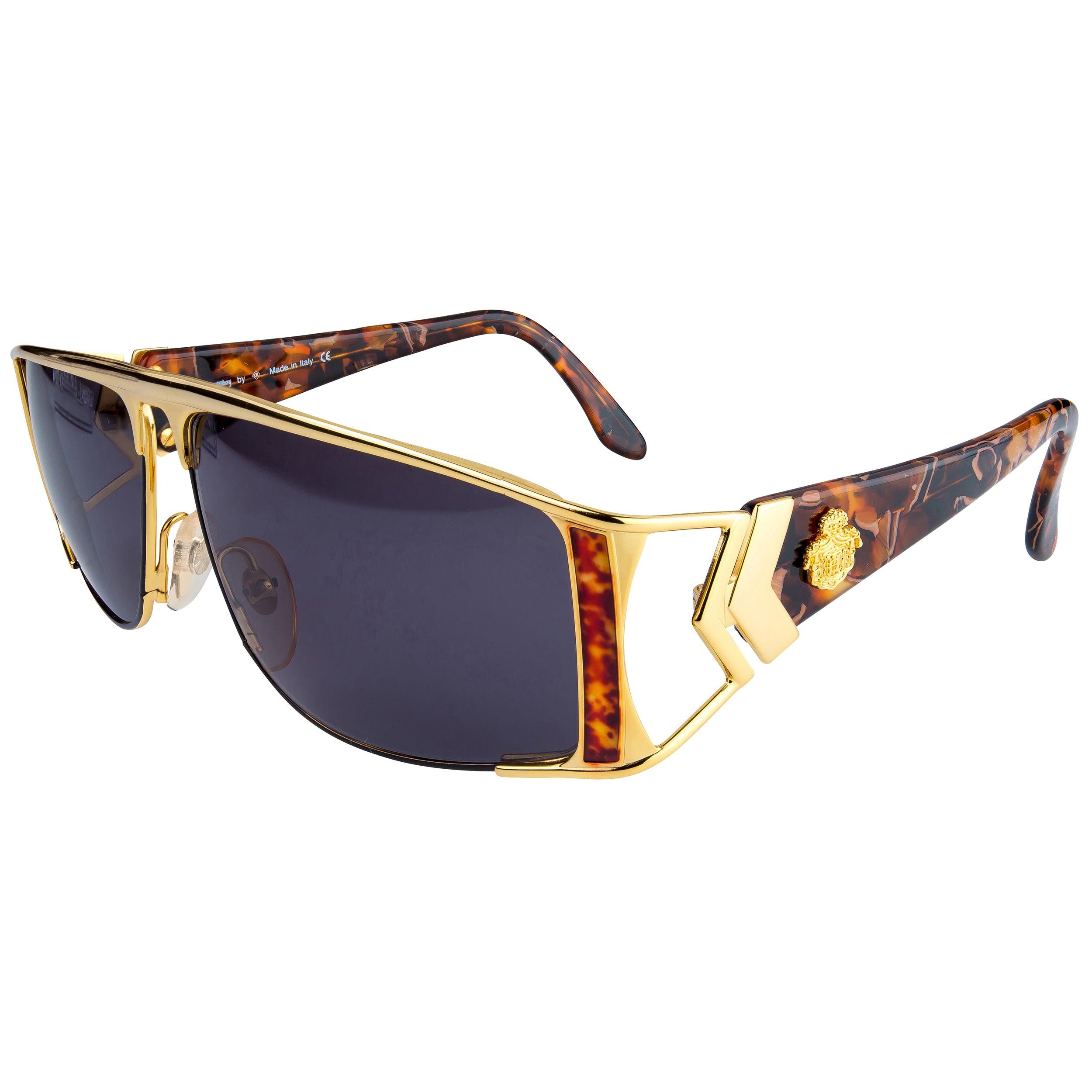 Von Furstenberg gold aviator sunglasses 80s For Sale