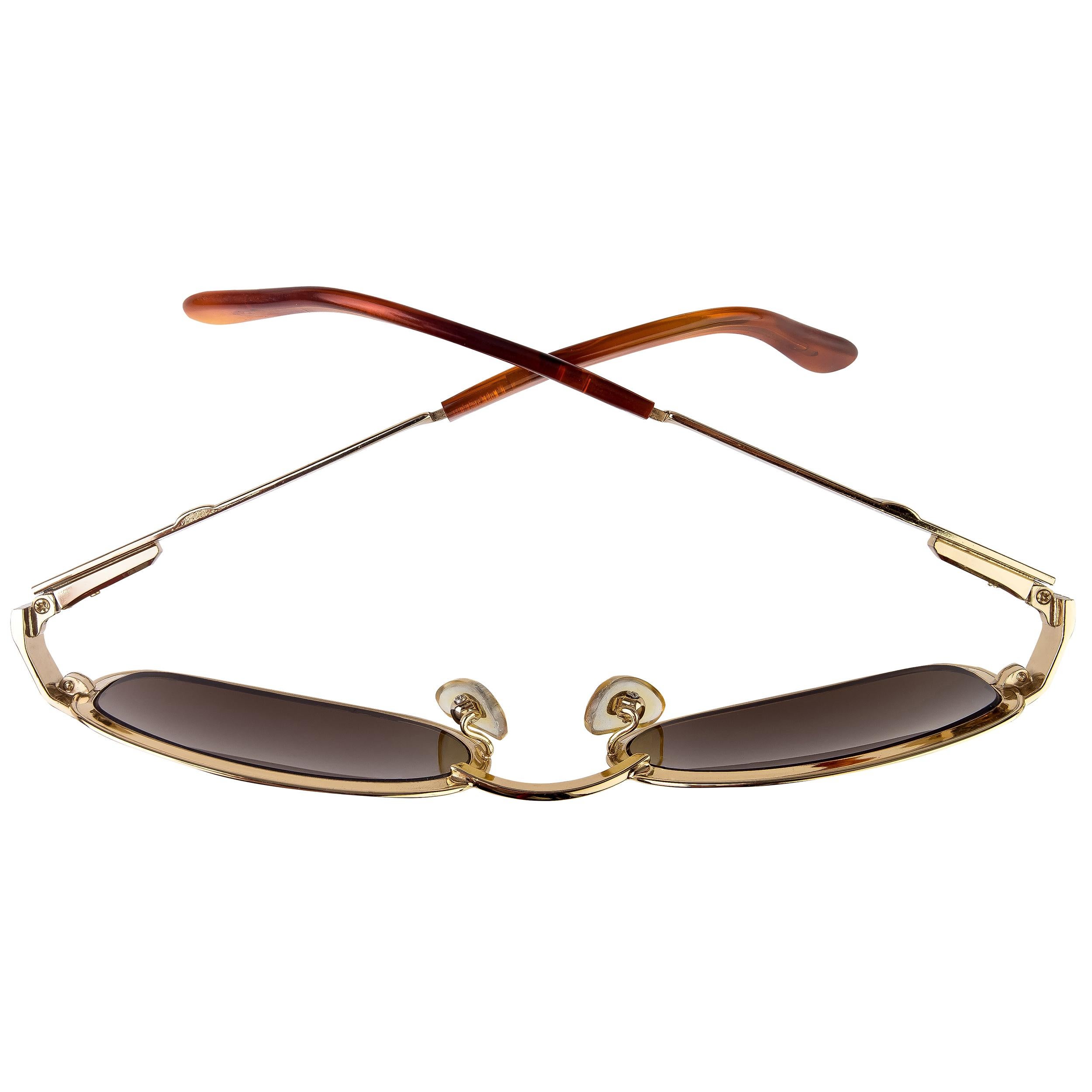 Marron Von Furstenberg lunettes de soleil vintage dorées 80s en vente