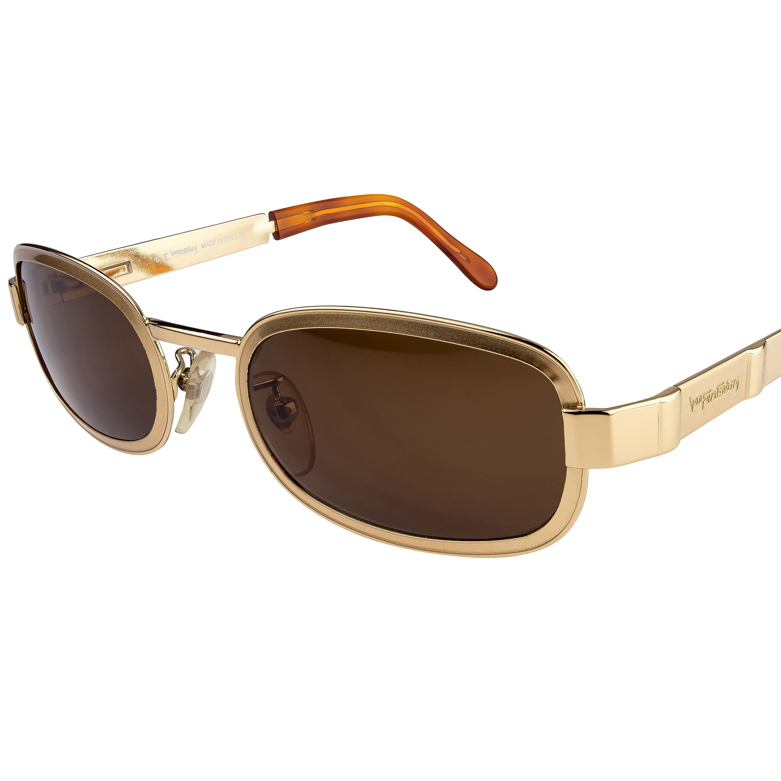Von Furstenberg golden vintage sunglasses 80s In New Condition For Sale In Santa Clarita, CA