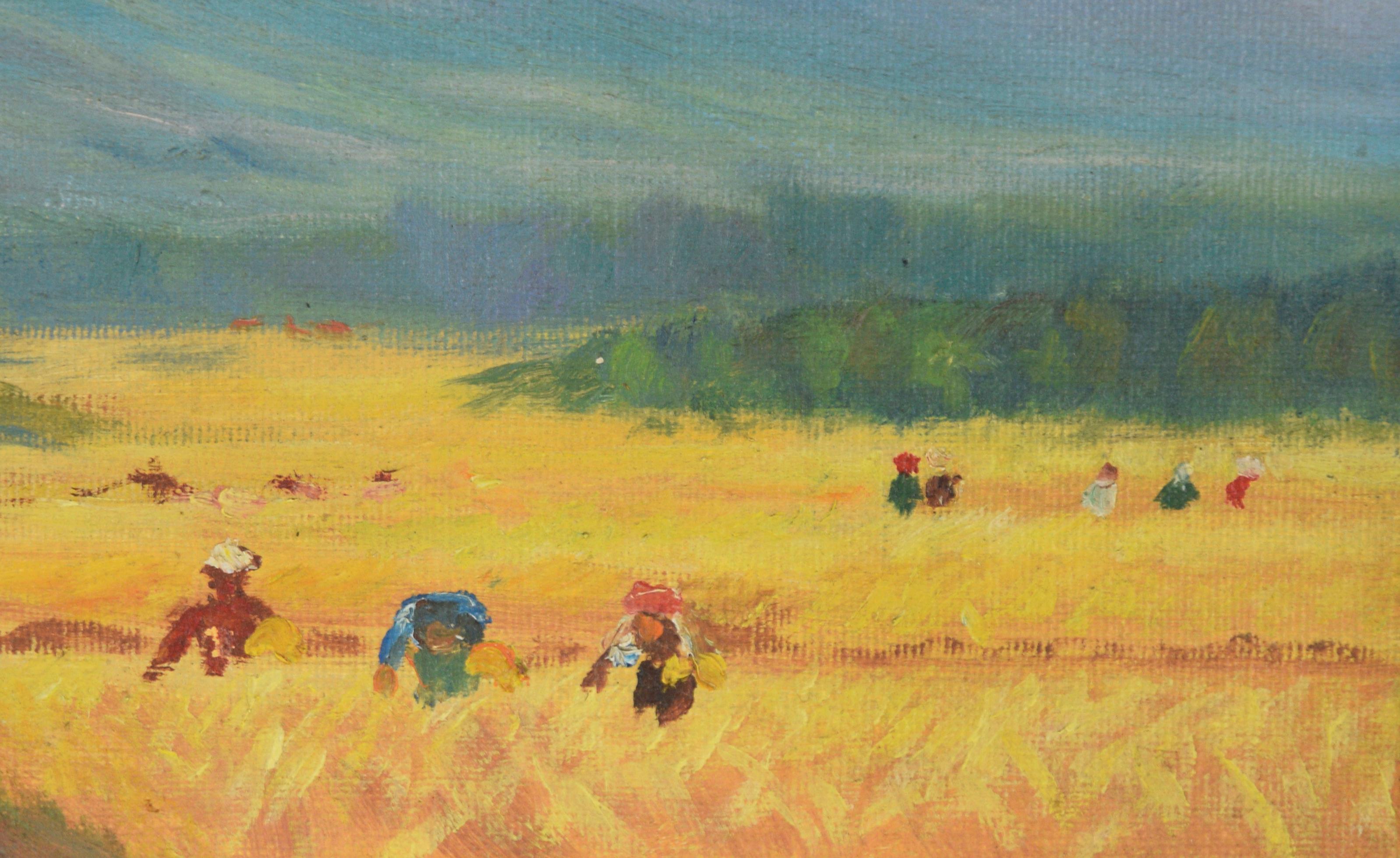 The Harvest - Dutch Farm Scene, Original Oil Painting On Canvas For Sale 4