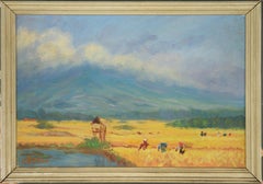 Vintage The Harvest - Dutch Farm Scene, Original Oil Painting On Canvas