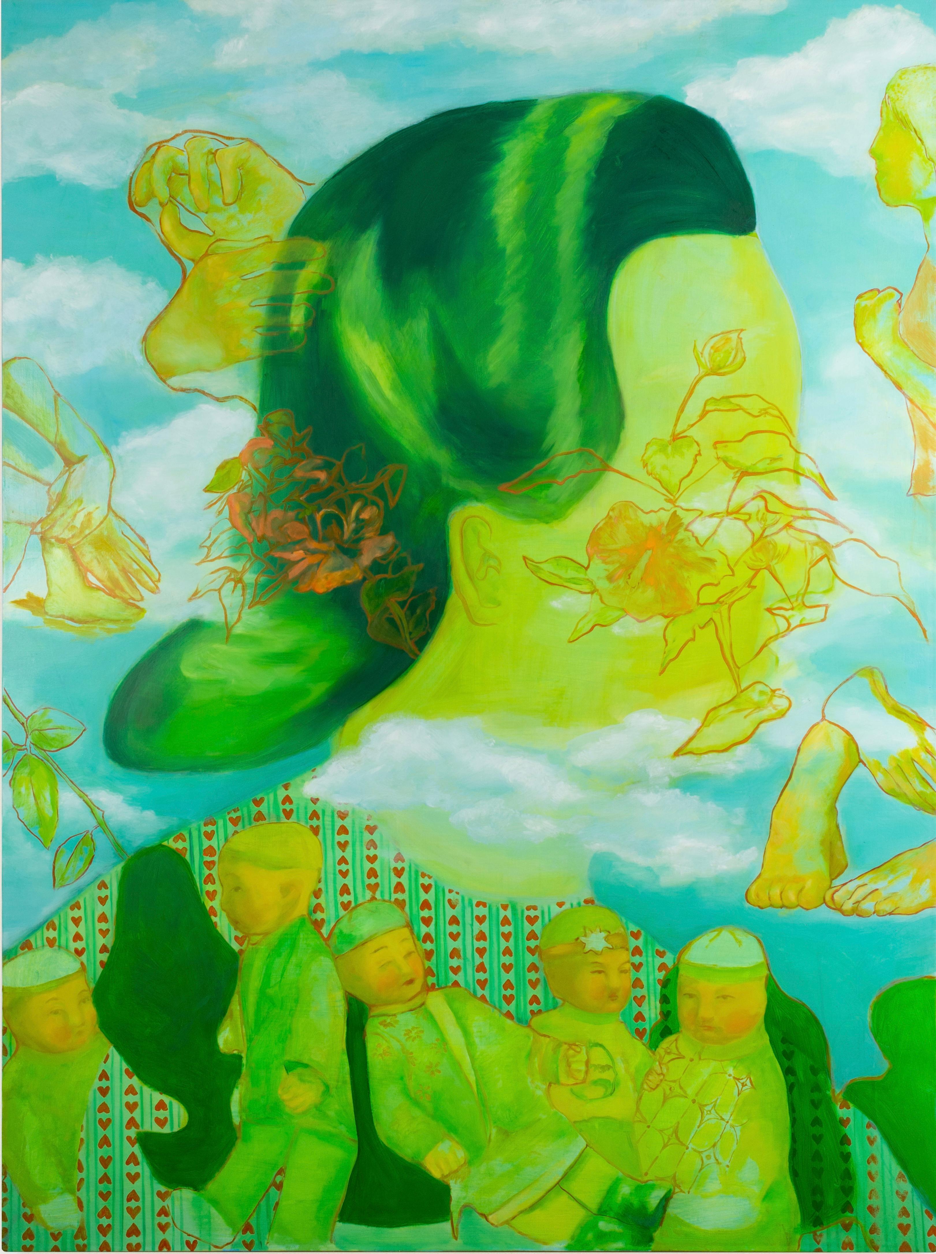VON HYIN KOLK Abstract Painting - Von Hyin Kolk (American, 1997 - ) Oil She Can Sew the Sky Before It Ruptures