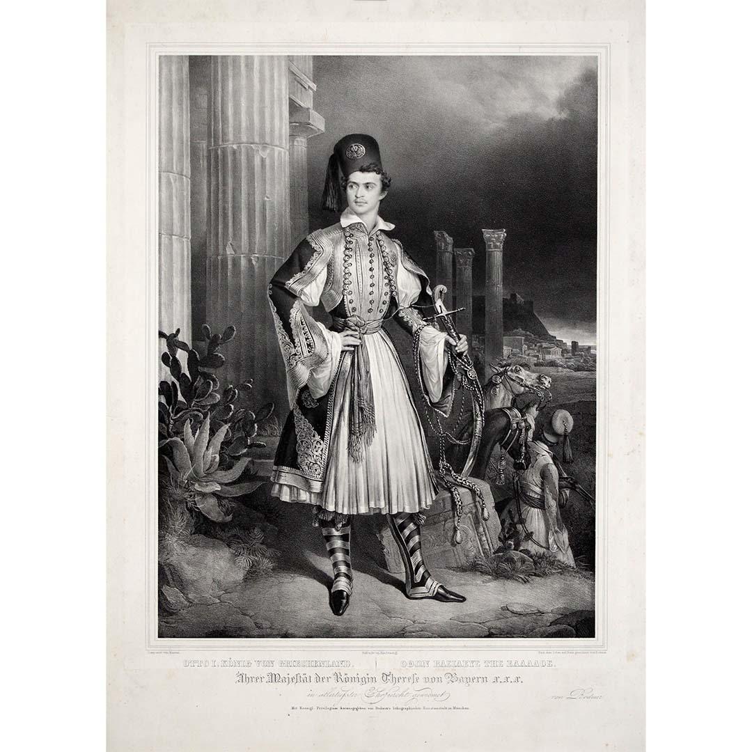 Von Monten Print - 19th-century engraving depicts Otto I, the first modern King of Greece