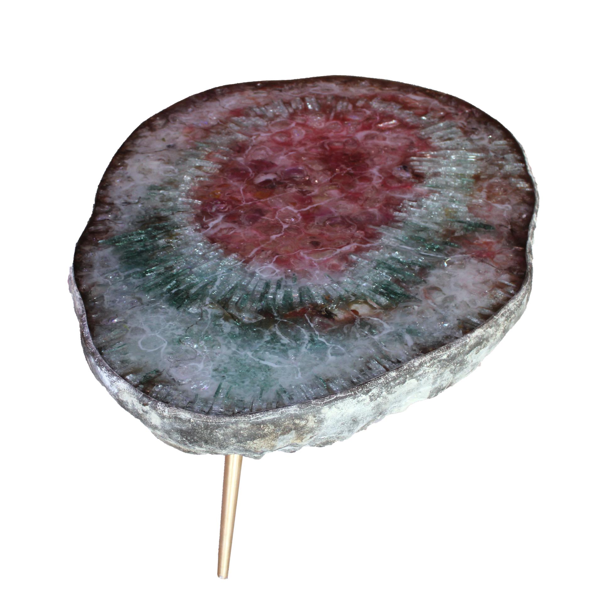 German Arty Coffee Table by Von Pelt Atelier Handmade with Rare Geode Shape For Sale