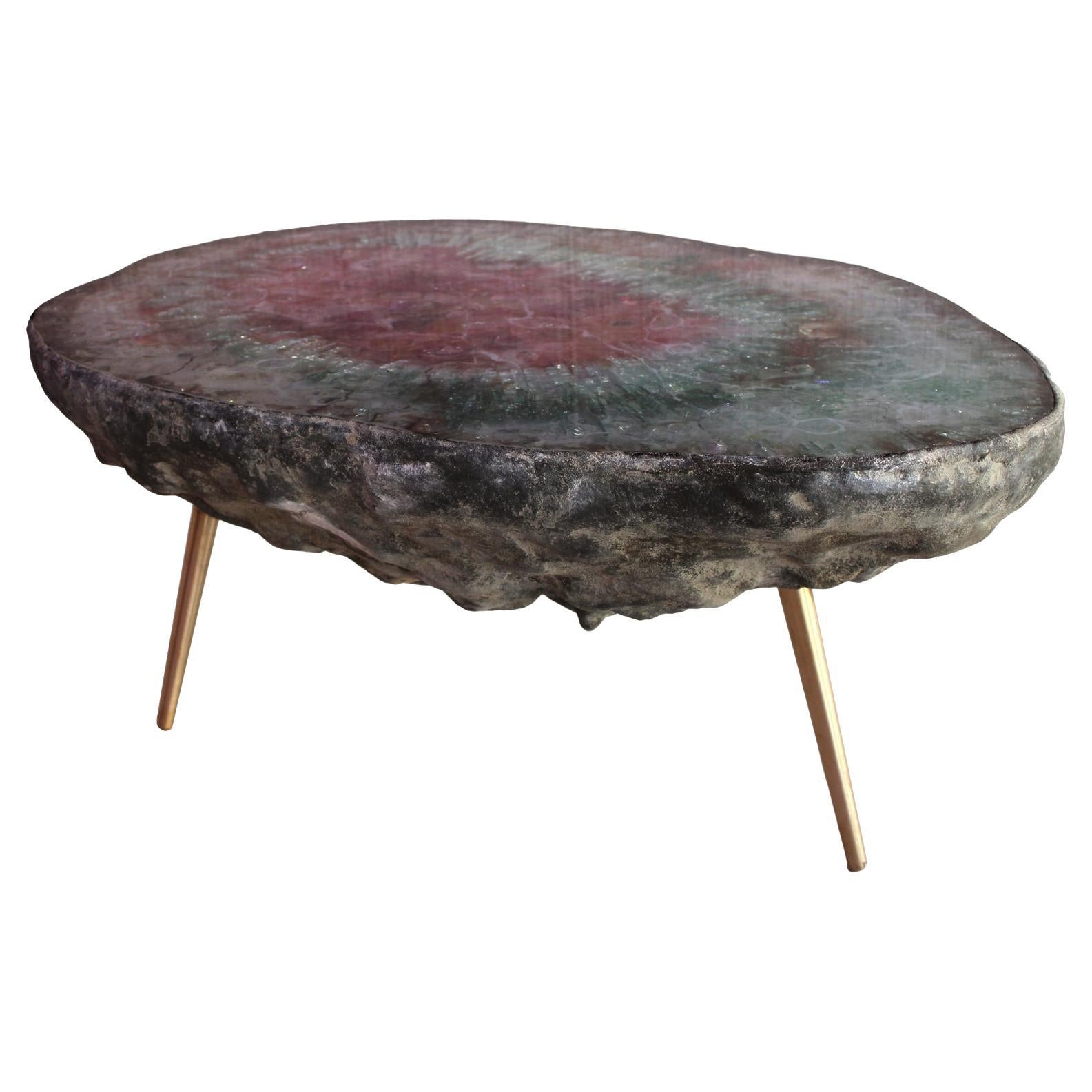 Arty Coffee Table by Von Pelt Atelier Handmade with Rare Geode Shape
