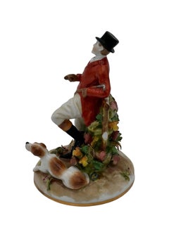 Statuetta di Von Scheirholz raffigurante una battuta di caccia alla volpe con un beagle, 1907-anni '20