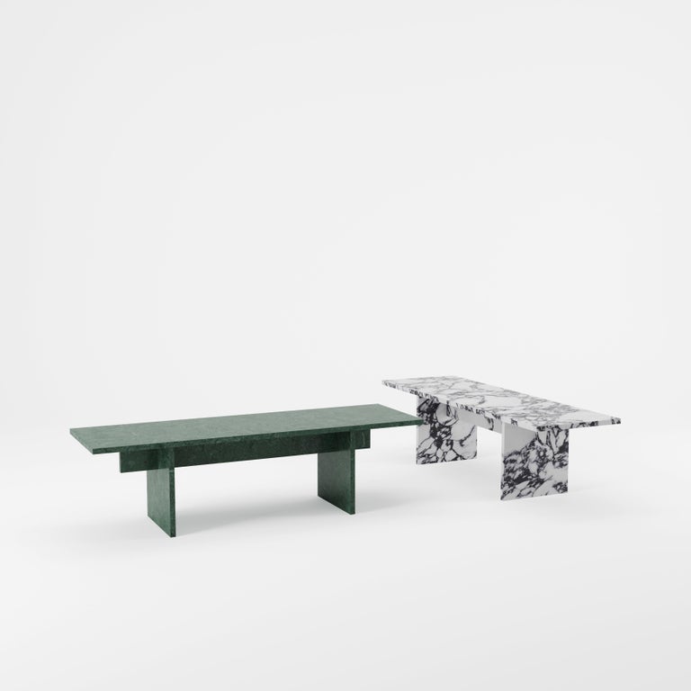 A design somewhere between design and art, the Vondel coffee table in polished Calacatta Viola marble has a reassuring solidity of form, which commands and fills a room. A simple, yet strong shape gives it a versatile aesthetic and allows it the