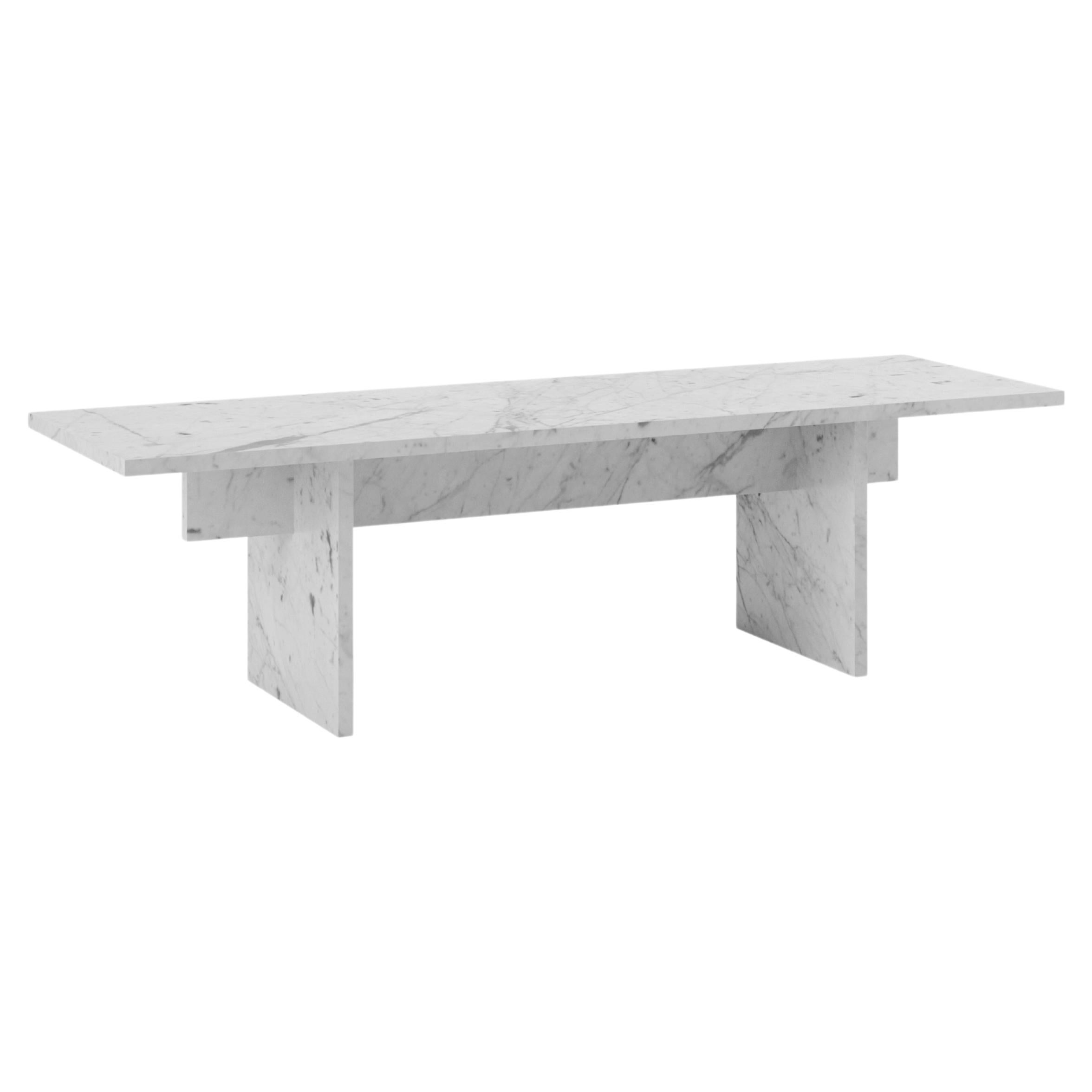 Vondel Coffee Table/Bench Handcrafted in Honed Bianco Carrara Marble
